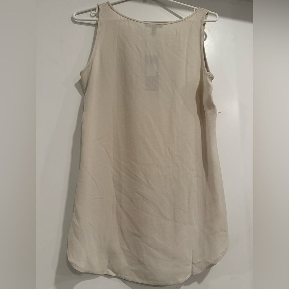 Eileen Fisher Silk Georgette Scoop Neck Tank In Bone Size PM $198 - Picture 2 of 5